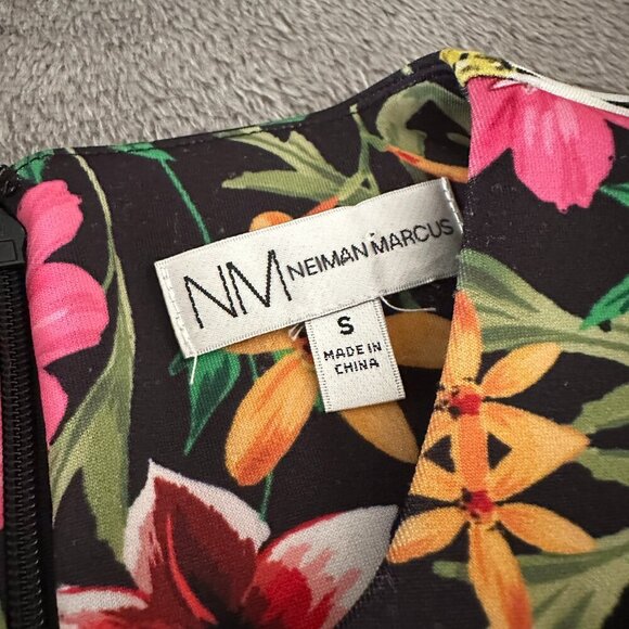 Neiman Marcus Floral Long Sleeve Tiered Mini Dress Women's SMALL Dark Romantic - Picture 5 of 7